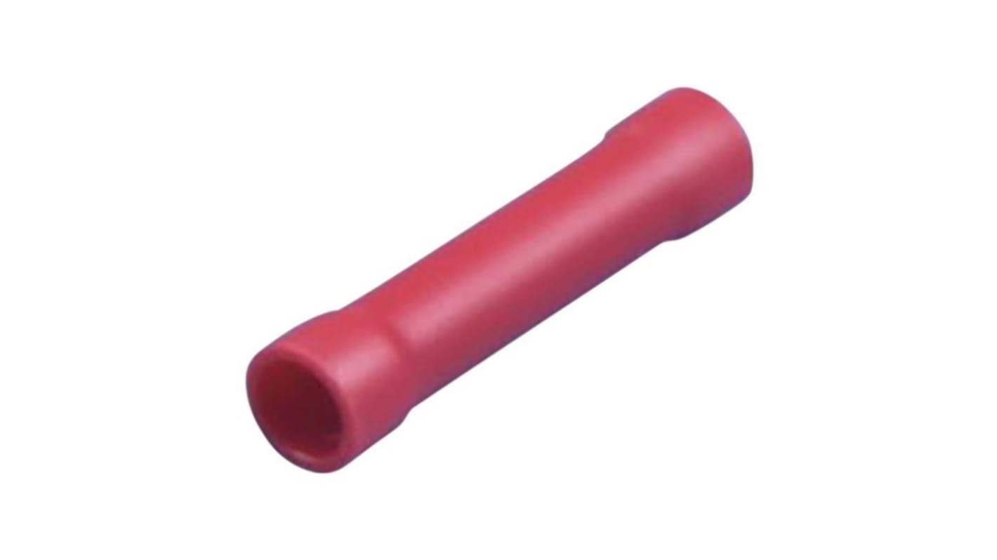 RND, RND 465 Butt Splice Splice Connector, Red, Insulated, Tin 22 → 16 AWG