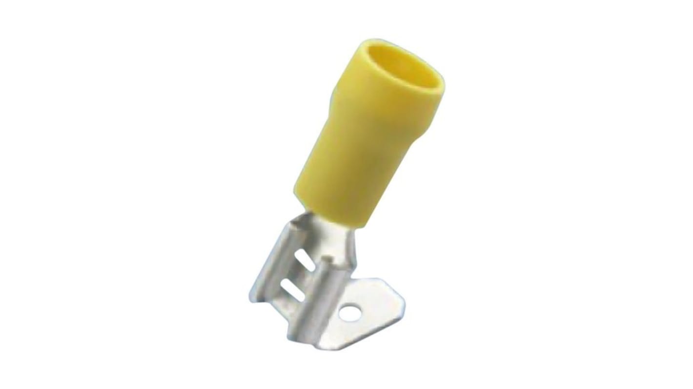 RND RND 465 Yellow Insulated Male/Female Spade Connector, Piggyback Terminal, 6.3 x 0.8mm Tab Size