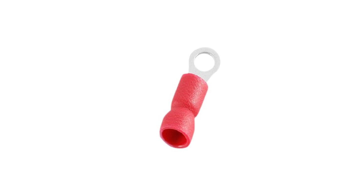 RND, RND 465 Insulated Ring Terminal, #4mm Stud Size, Red