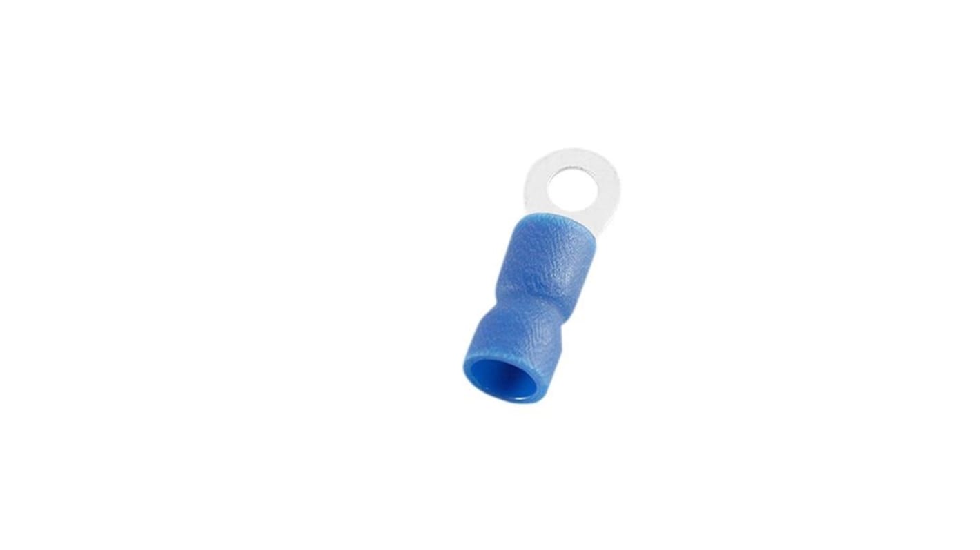 RND, RND 465 Insulated Ring Terminal, 1/4in Stud Size, Blue