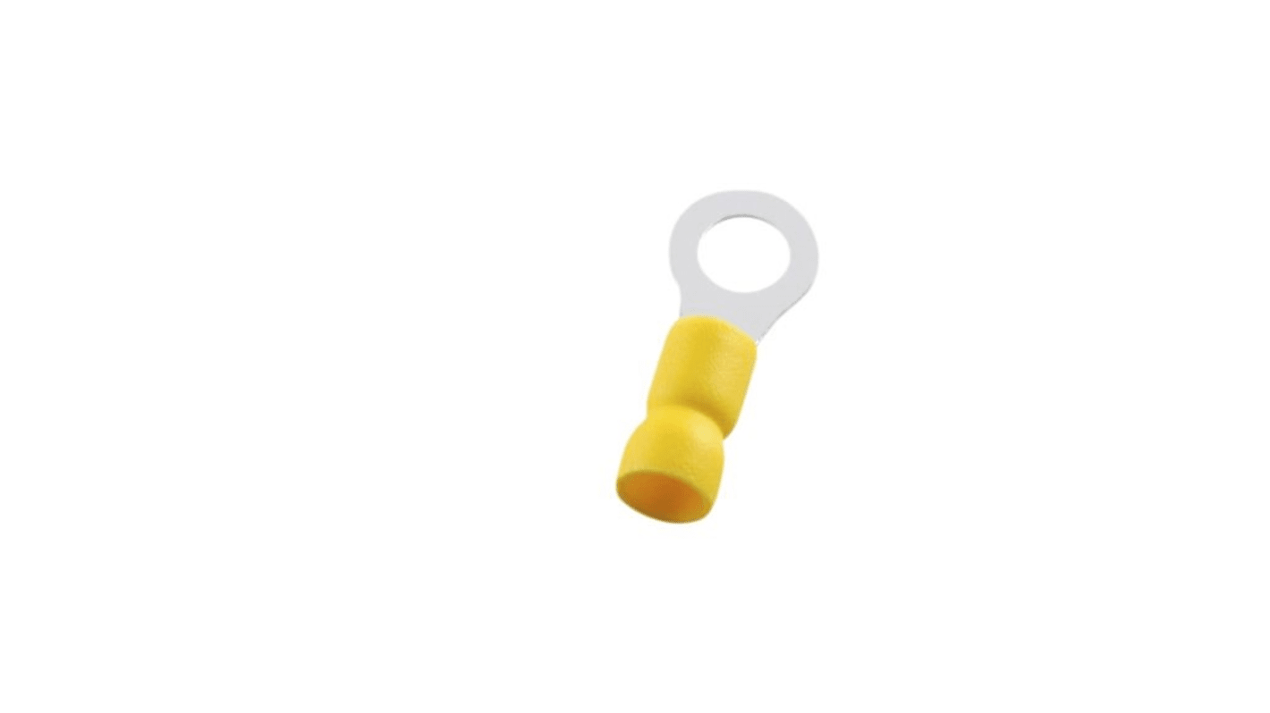 RND, RND 465 Insulated Ring Terminal, #10mm Stud Size, Yellow