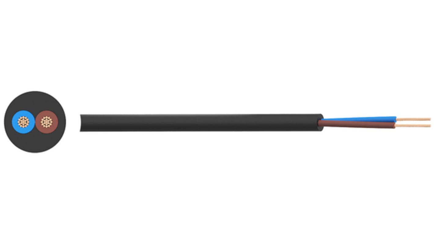Mains Cable PVC 2x0.75mm² 300V BLK 100M