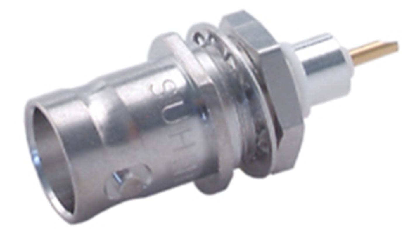 Connecteur coaxial cylindrique Huber+Suhner Prise femelle Droit, raccordement A souder Traversée de cloison