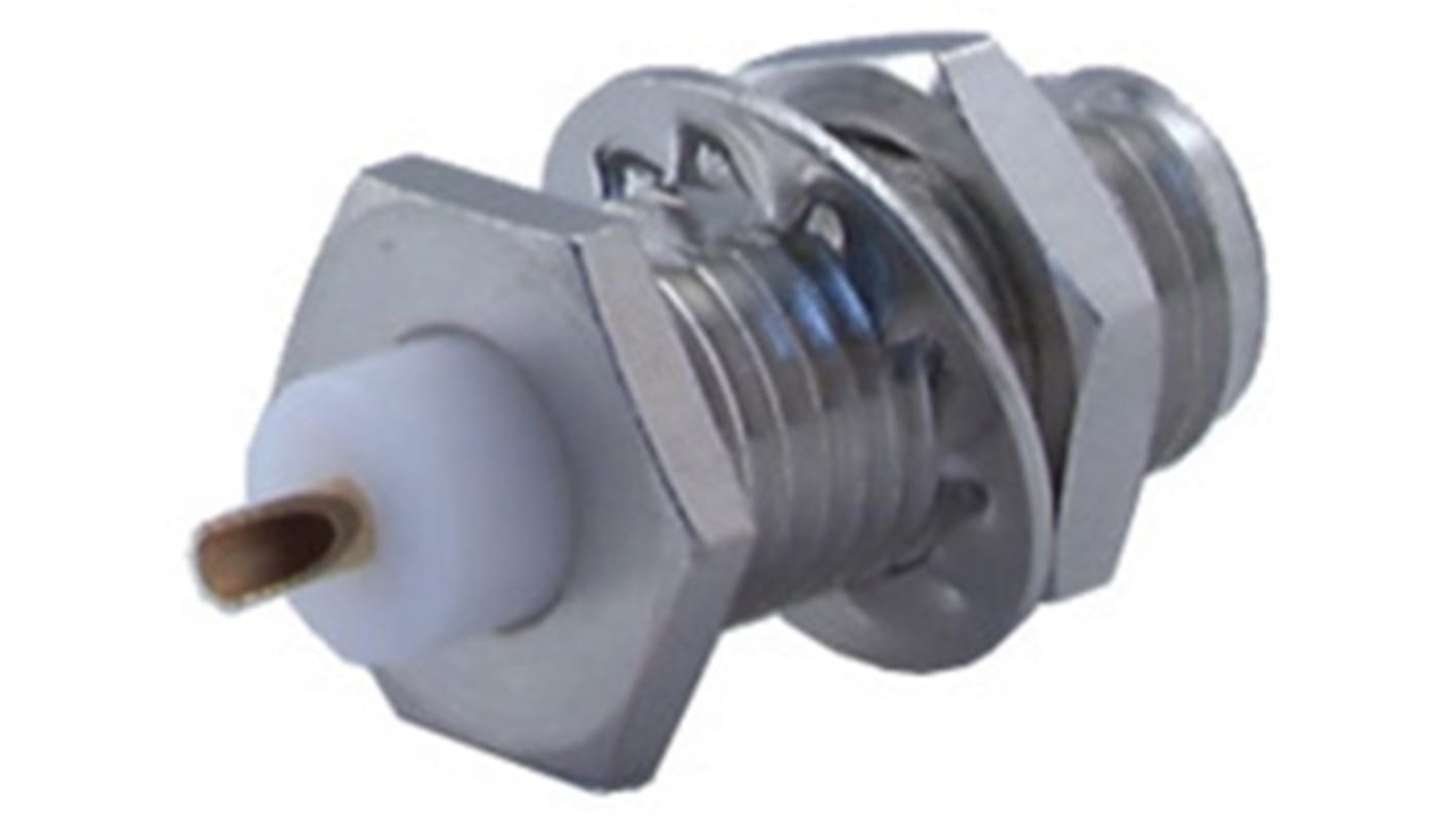 Connecteur coaxial cylindrique Huber+Suhner Prise femelle Droit, raccordement Fût à souder Traversée de cloison