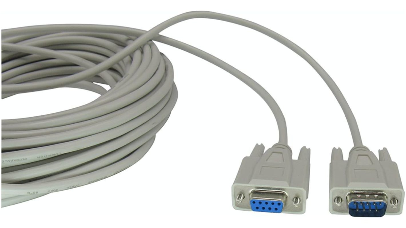 D-sub cable, 15 m Beige 9-Pin M/F
