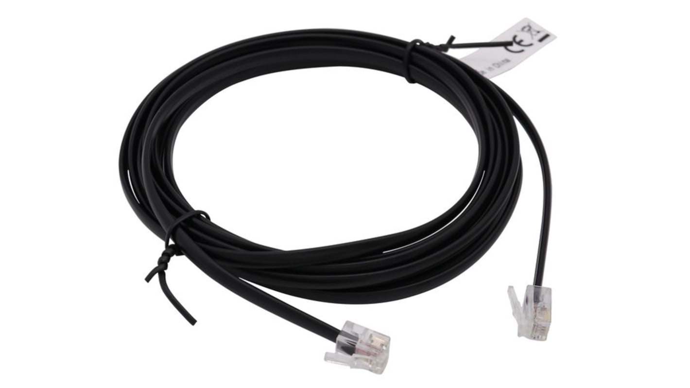 Telephone cable, RJ12-RJ12, 6m, black