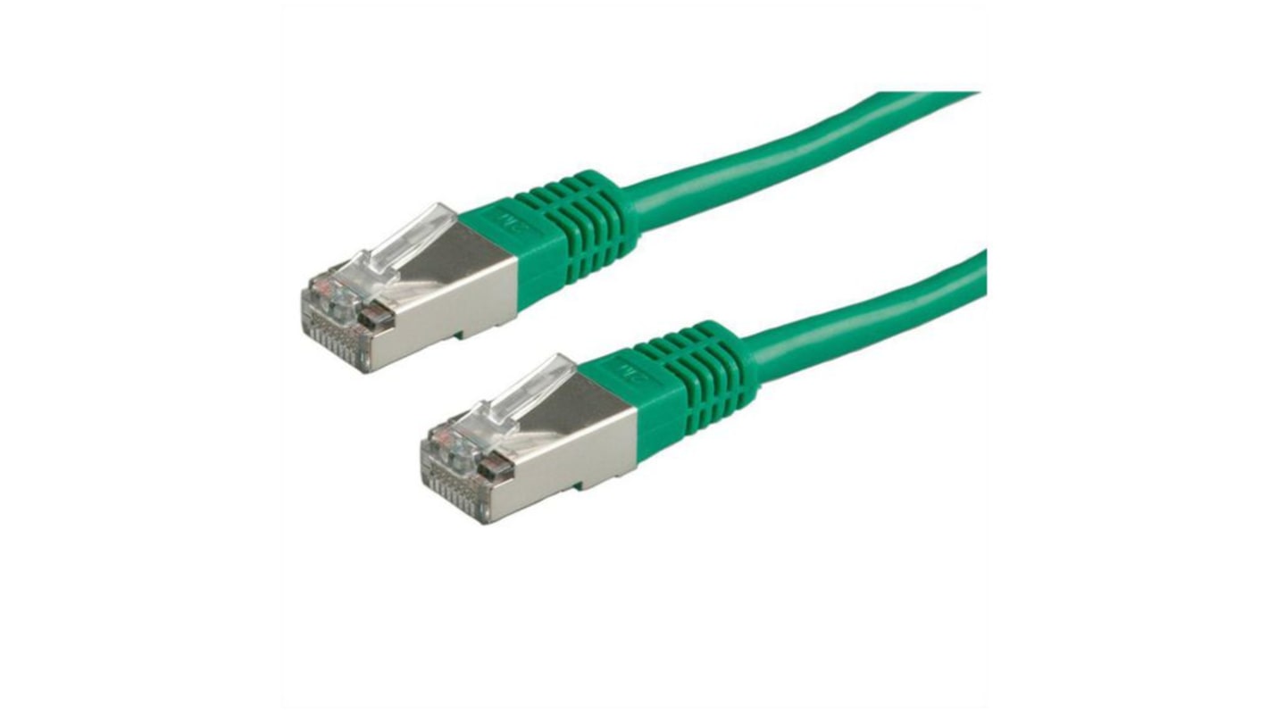 RND Cat6 Straight Male RJ45 to Straight Male RJ45 Ethernet Cable, SF/UTP, Green PVC Sheath, 2m