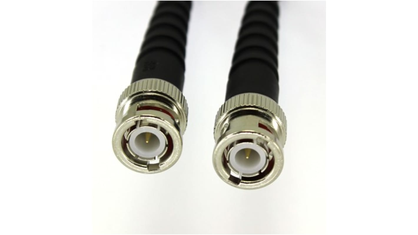 Cable coaxial RG58 RS PRO, 50 Ω, con. A: BNC, Macho, con. B: BNC, Macho, long. 15m, funda de PVC Negro