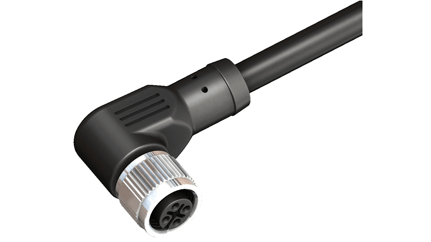 RS PRO Right Angle Female 4 way M12 to Actuator/Sensor Cable, 10m