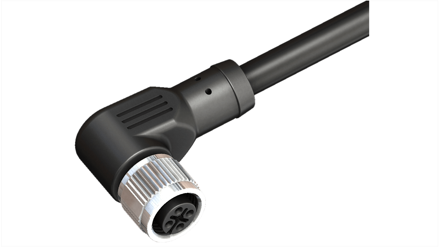 RS PRO Right Angle Female 4 way M12 to Actuator/Sensor Cable, 4m