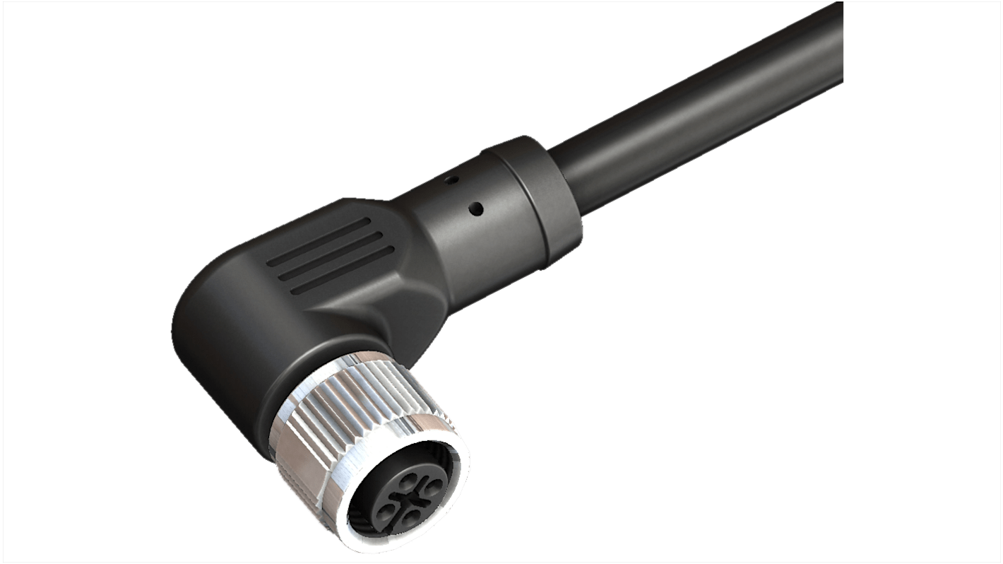 RS PRO Right Angle Female 4 way M12 to Actuator/Sensor Cable, 5m