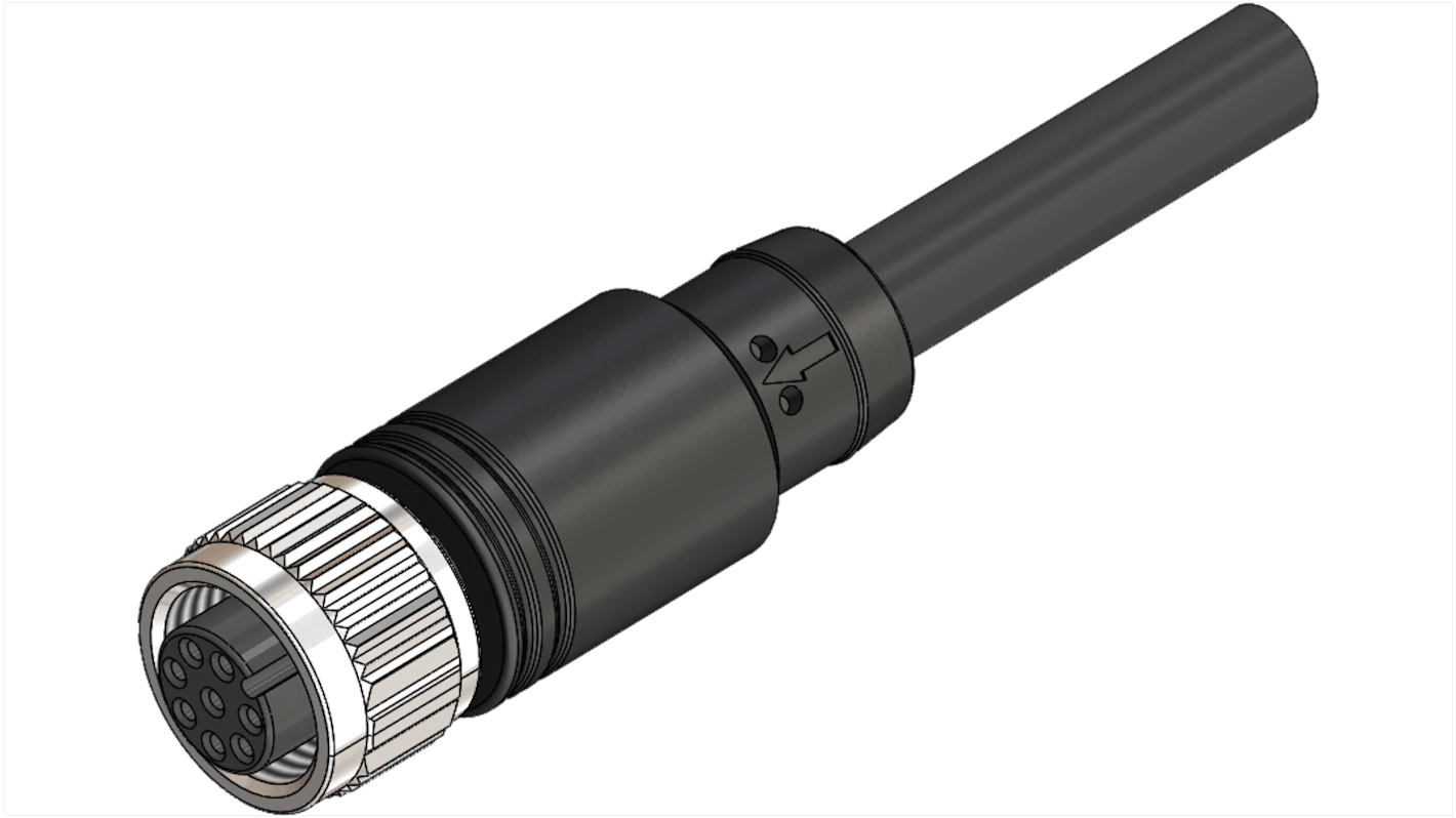 RS PRO Straight Female 8 way M12 to Actuator/Sensor Cable, 2m