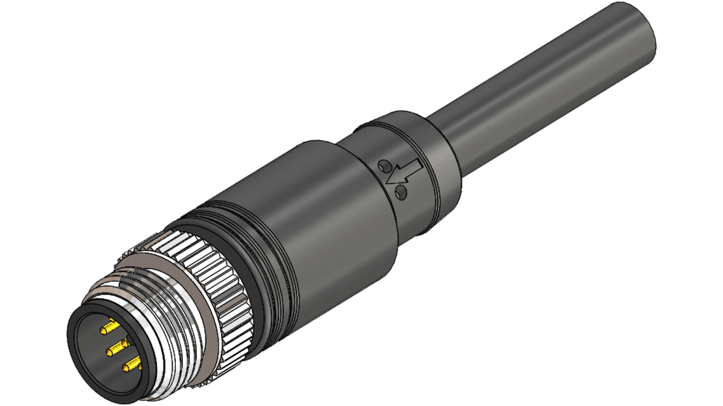 RS PRO Straight Male 8 way M12 to Actuator/Sensor Cable, 2m