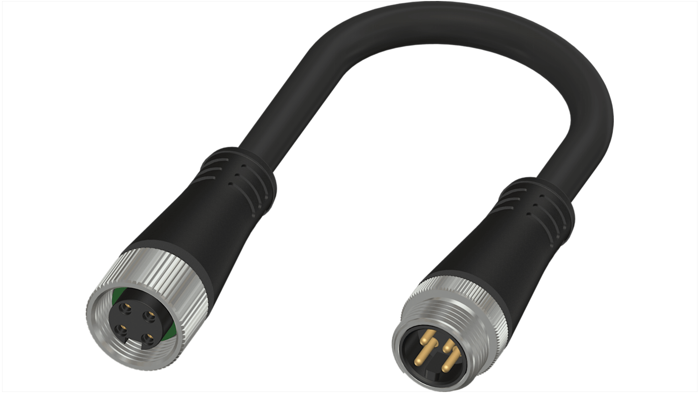 RS PRO Straight Female 4 way 7/8 in Circular to Straight Male 4 way 7/8 in Circular Actuator/Sensor Cable, 2m