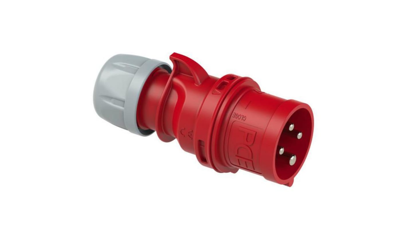 Conector, Formato 4 (3P+PE), Orientación Recto, SHARK, Rojo, Blanco, 400 V, 32A, IP44