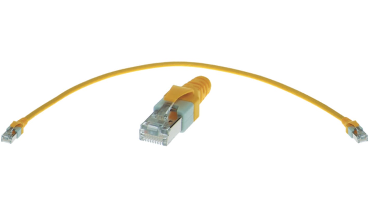 HARTING Cat5e Straight RJ45 to Straight RJ45 Patch Cable, SF/UTP, Yellow Polyurethane Sheath, 4m