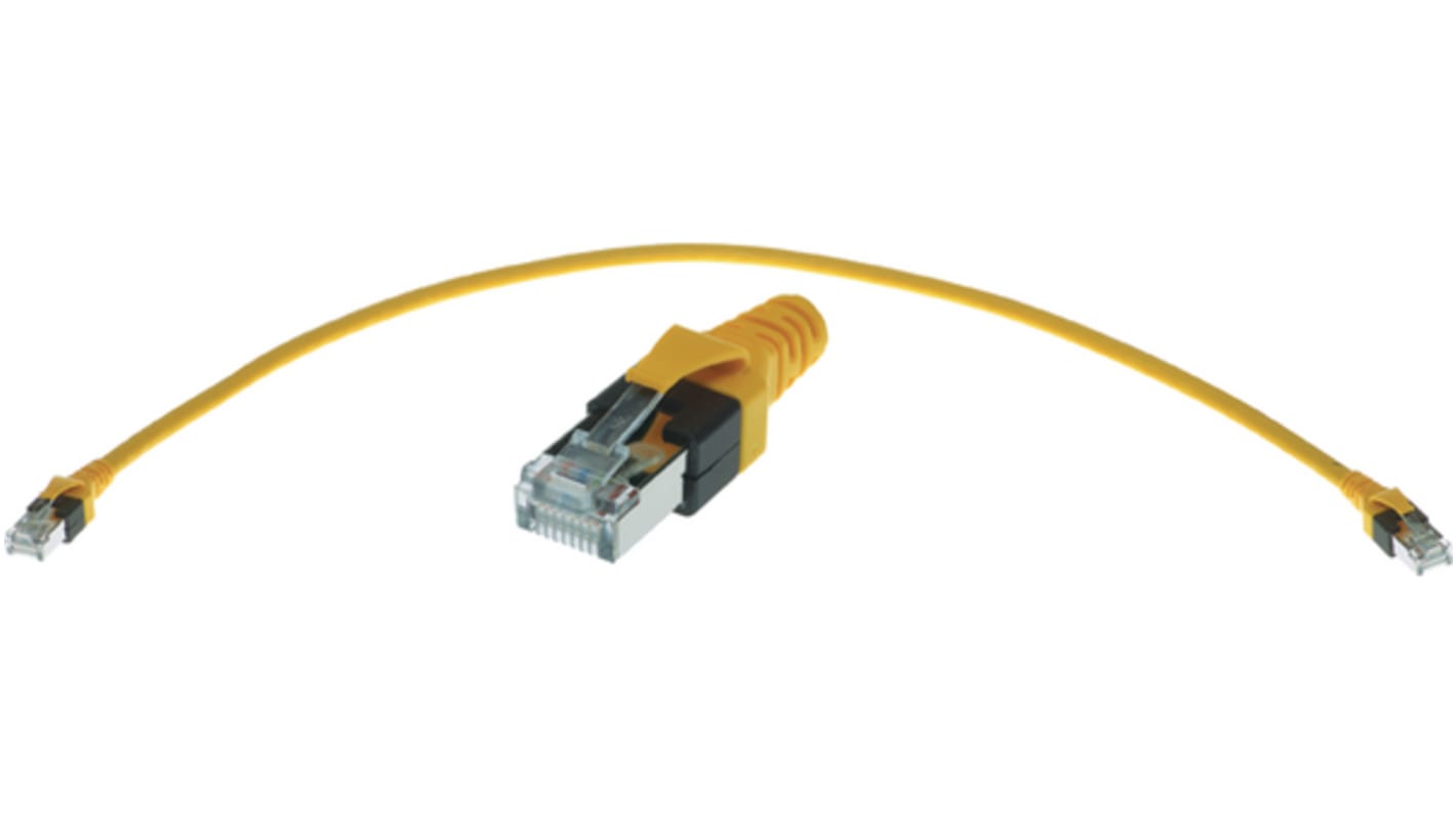 HARTING Cat6 Straight Male RJ45 to Straight Male RJ45 Ethernet Cable, S/FTP, Yellow Polyurethane Sheath, 200mm