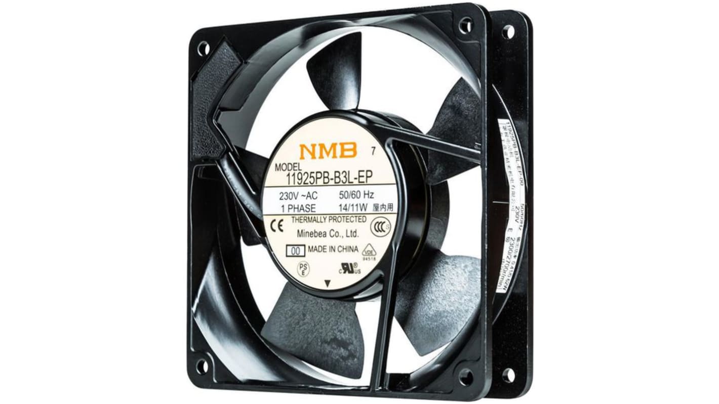 NMB Axial Fan, 230 V ac, ac Operation, 120m³/h, 119 x 119 x 25mm