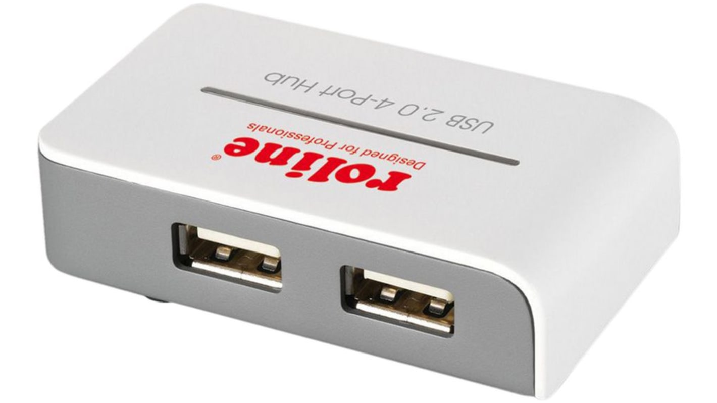 4 Port USB 2.0 USB A  Hub, Adapter Powered, 65 x 40 x 18mm