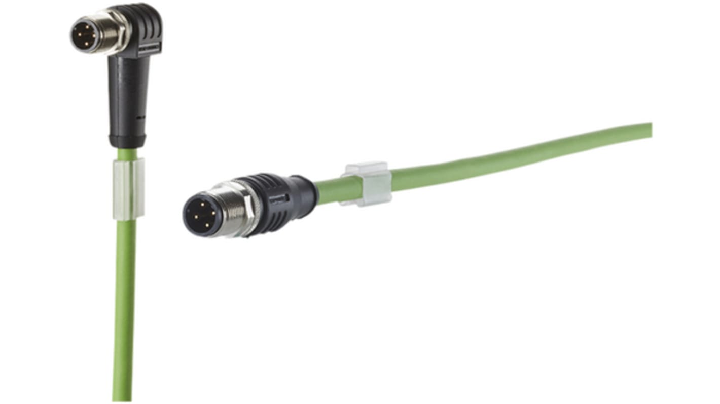 Conector y cable Metz Connect, con. A M12 Macho, 4 polos, con. B M12 Macho, 4 polos, long. 2m