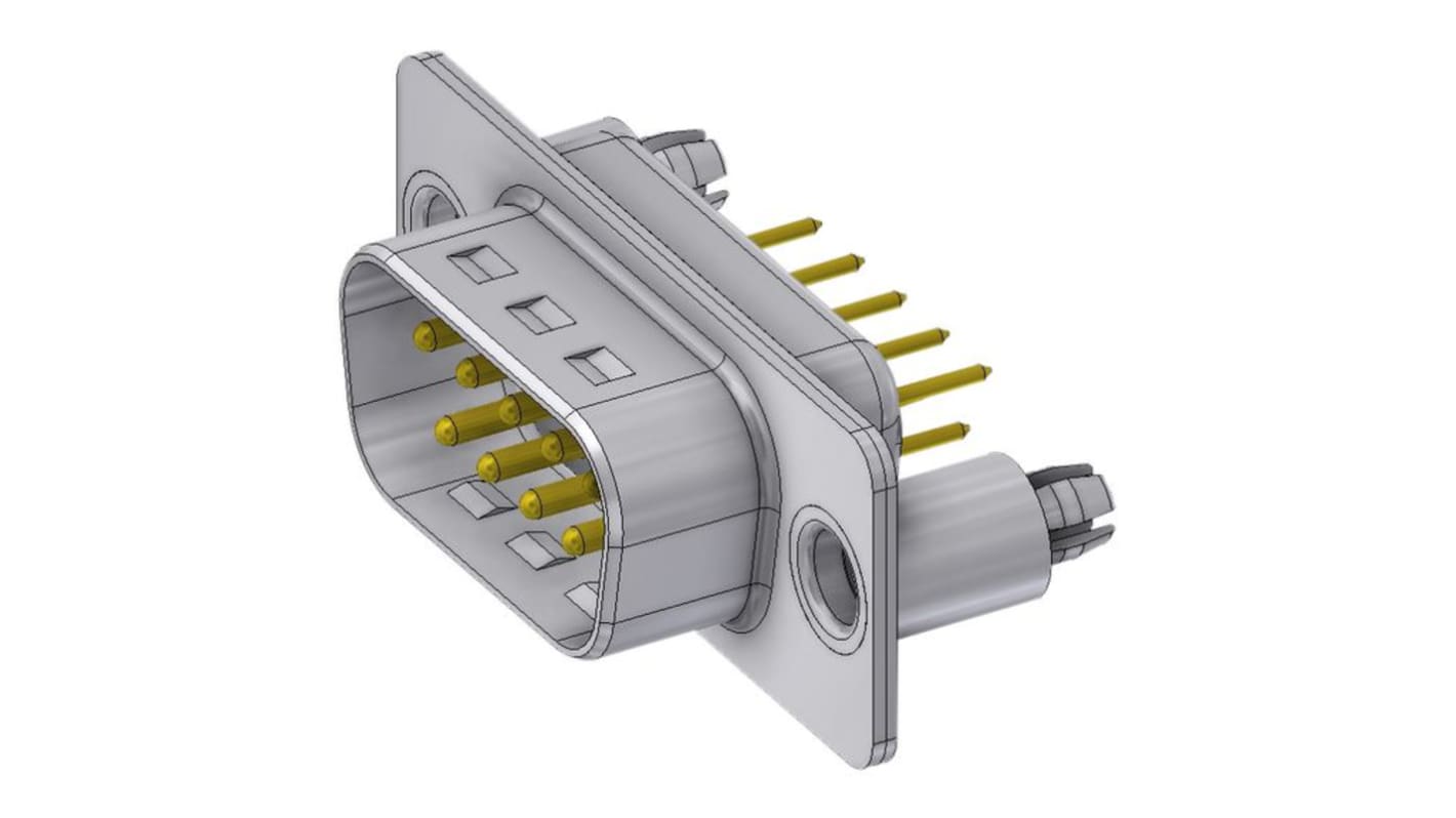 Deltron DTS 8 Way Horizontal D-sub Connector Plug, 2.74mm Pitch