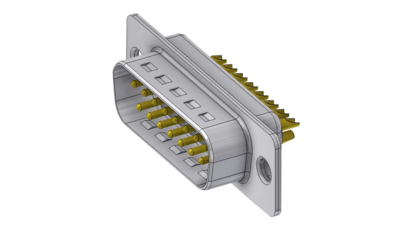 Deltron D-Sub konnektor, stik, 15-Polet, DTZ Serien, Horisontal