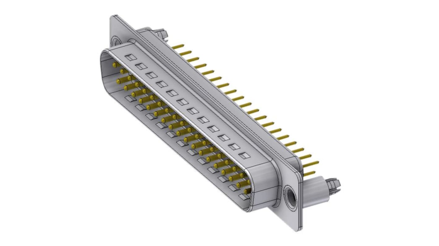 Deltron DTS 37 Way Horizontal D-sub Connector Plug, 2.77mm Pitch