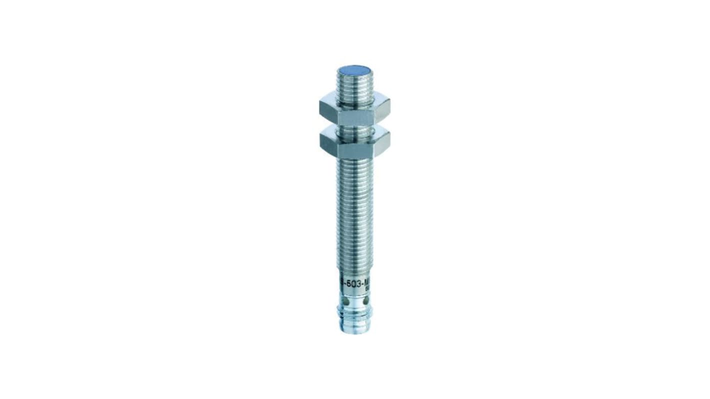 Contrinex DW-AS Series Inductive Barrel-Style Inductive Proximity Sensor, M8 x 1, 4 mm Detection, PNP NO Output, 10