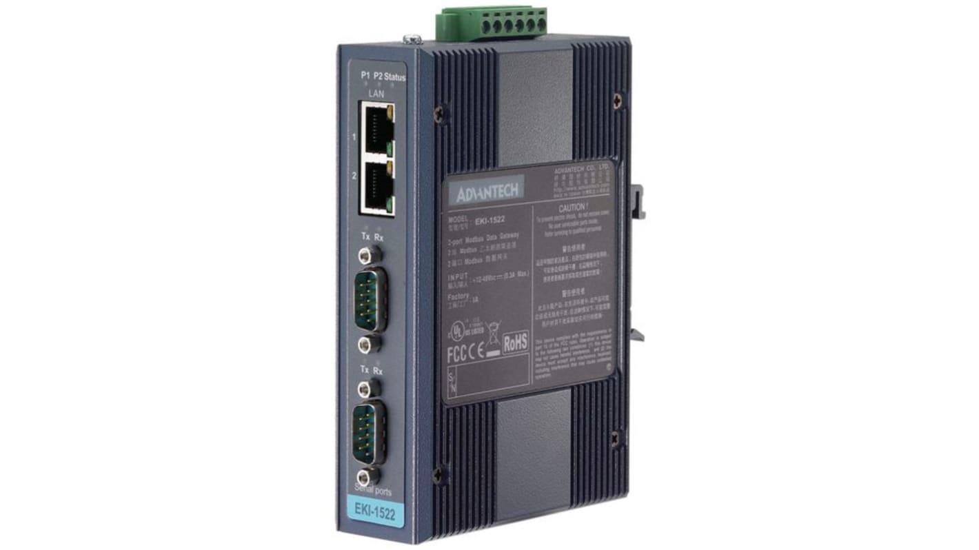 Server per dispositivo seriale Advantech, 2 porte Ethernet, 2 porte seriali, 921.6KBPS max