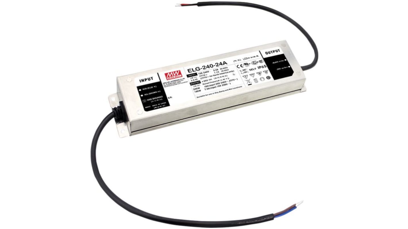 Driver LED corriente/tensión constante MEAN WELL, IN: 100 V, OUT: 57V, 4.45A, 240W, no regulable