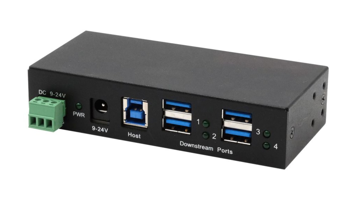 Exsys 4 Port USB 3.2 USB A, USB B  Hub, External Power Adapter Powered, 117.00 x 54.00 x 26.70mm