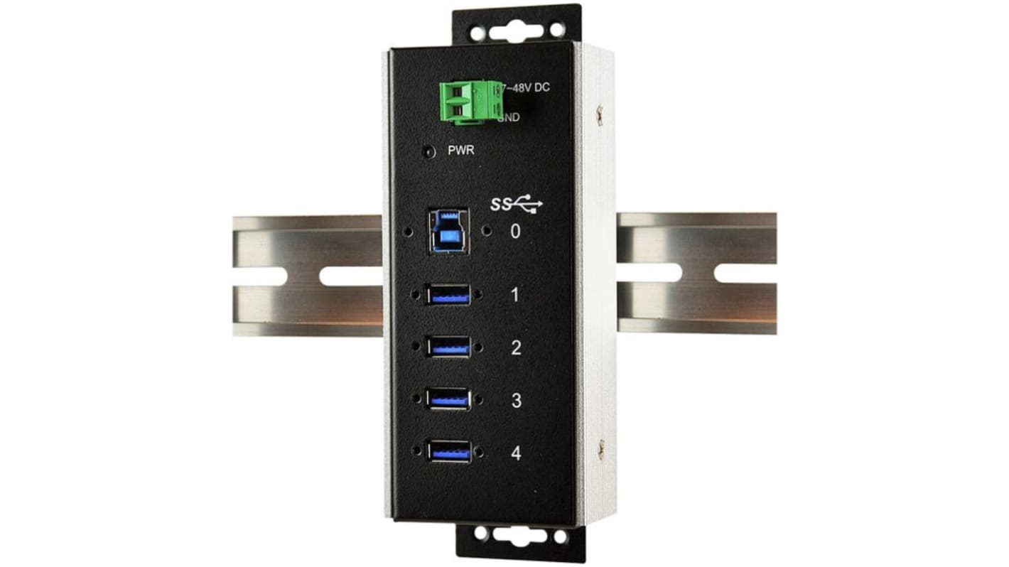 Exsys 4 Port USB 3.0 USB A, USB B  Hub, 112 x 63 x 44mm