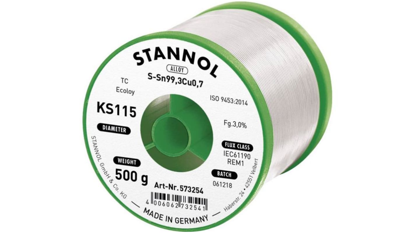 Stannol Wire, 1mm Solder, 227°C Melting Point