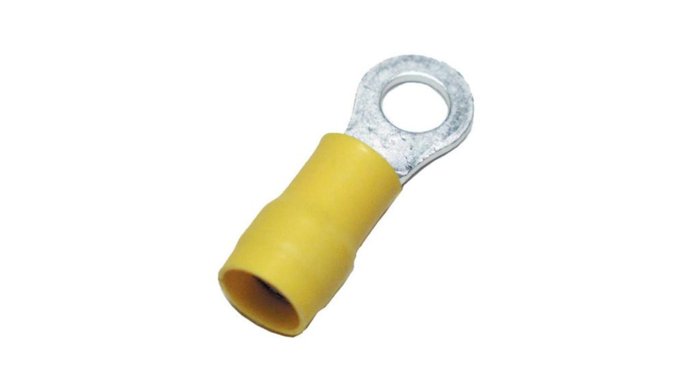 JST Insulated Ring Terminal, M6 Stud Size, Yellow