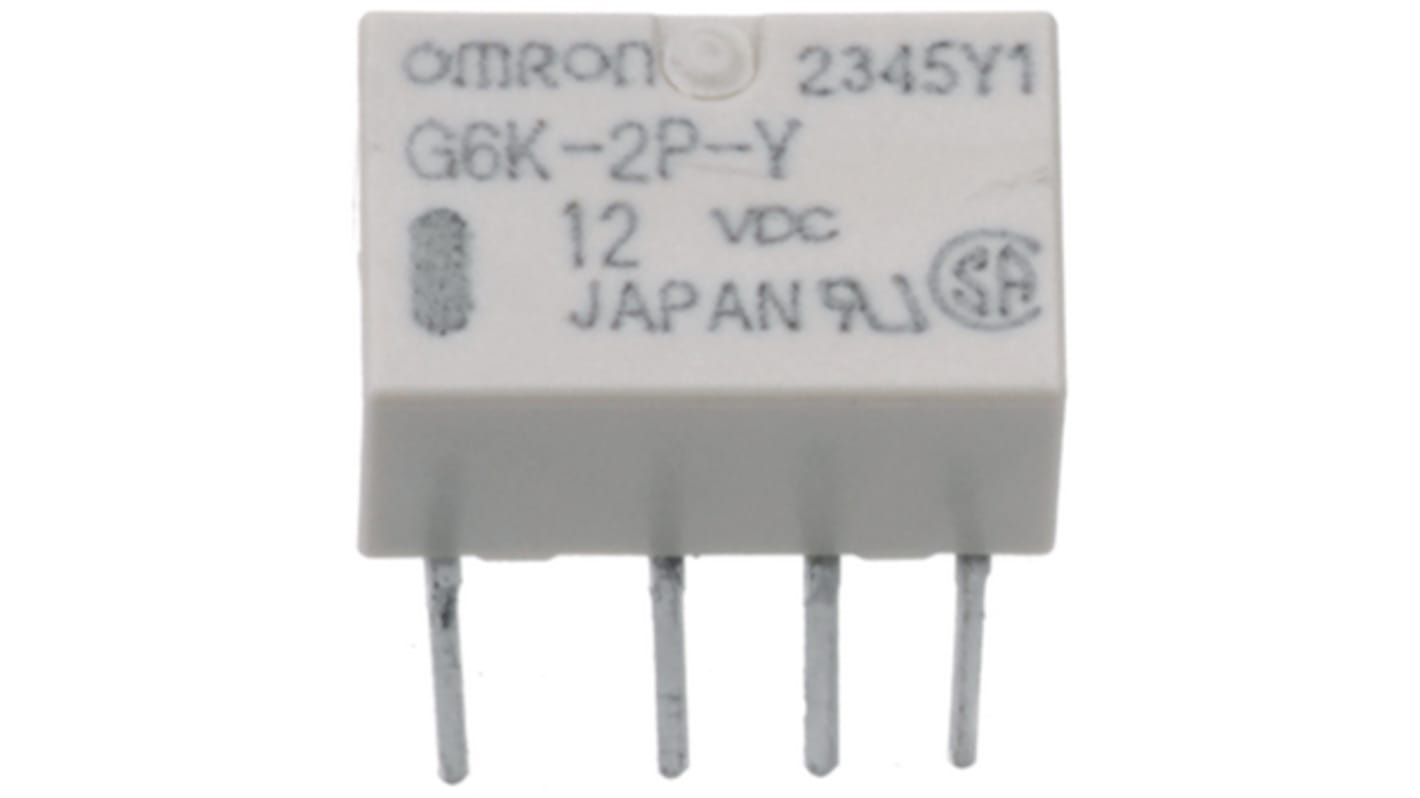 Relé de señal con enclavamiento Omron, DPDT, 24V dc, 4,6 mA dc, montaje en PCB