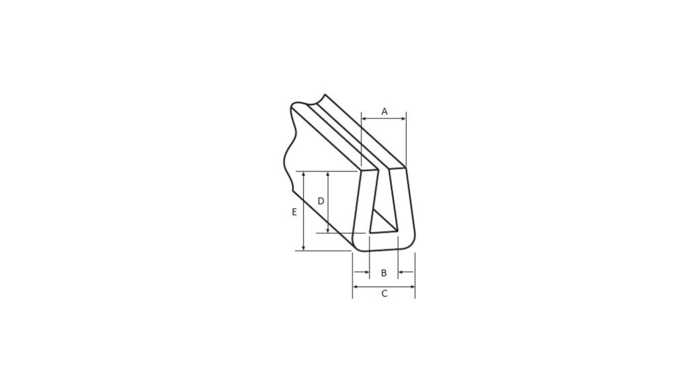 HellermannTyton Kantenschutz, PVC, Schwarz, B. 5mm, H. 63 mm, L. 75m