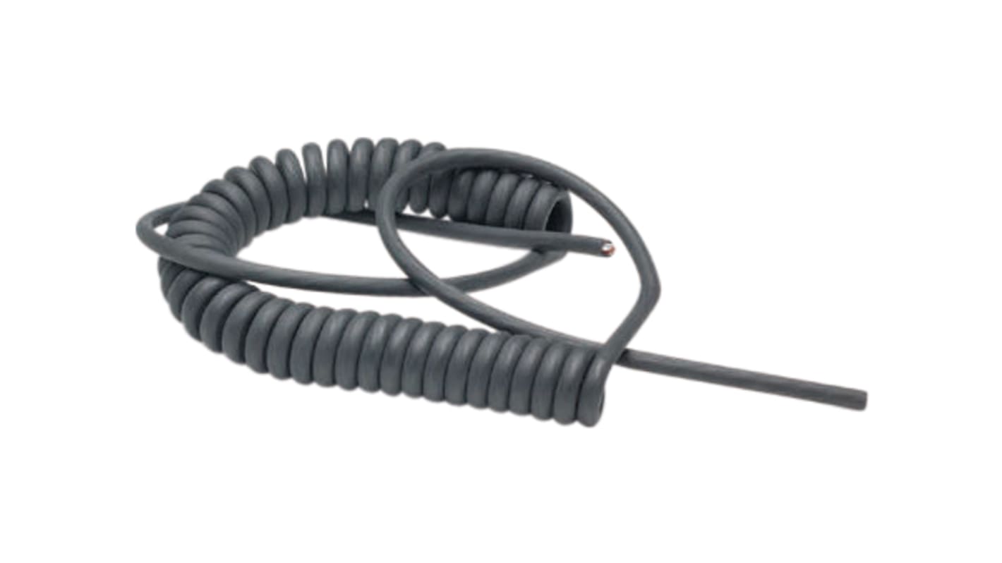 Lapp 5 Core Multicore Mains Power Cable, 0.25 mm², 2.8m Armoured, Black Polyurethane PUR Sheath, Spiral Cable, 300 V