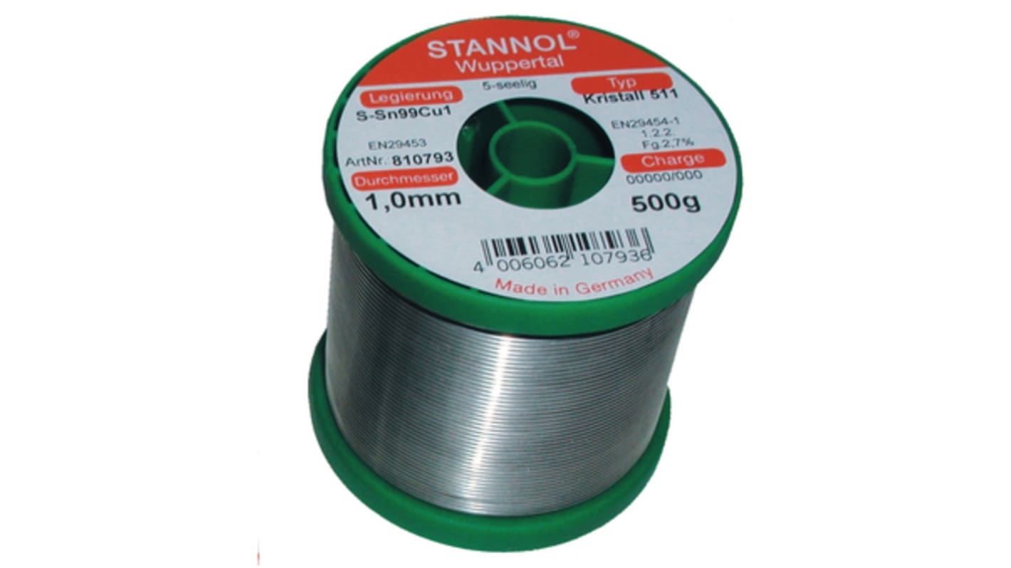 Stannol Wire, 0.7mm Solder, 227°C Melting Point