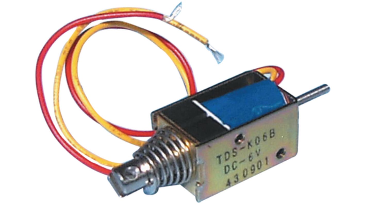 Solenoide lineal TDS serie TDS, 6 V dc, 5,3 W, recorrido 4mm, fuerza 1.27N