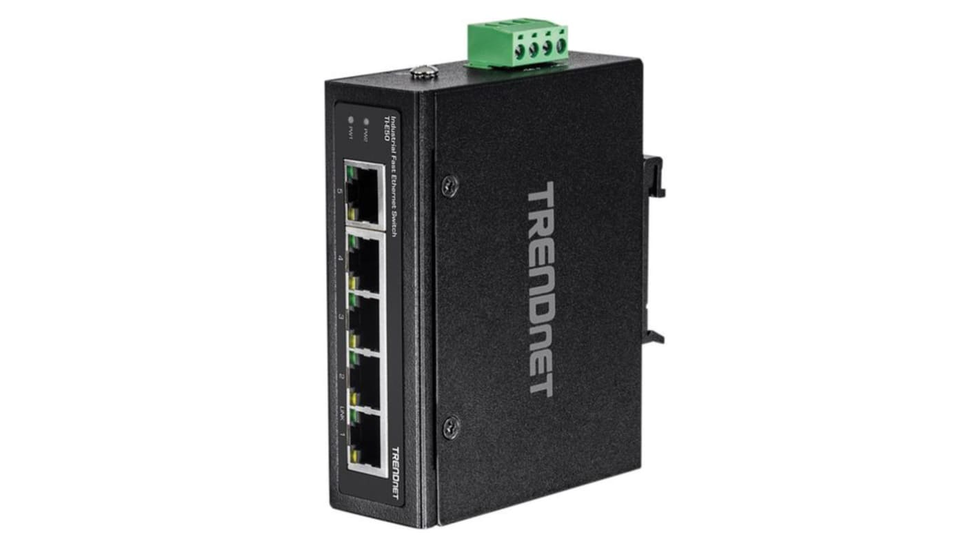 Commutateur Ethernet industriel Trendnet TI 5 Ports RJ45, 100Mbit/s, montage Rail DIN, mur 12 → 56V c.c.