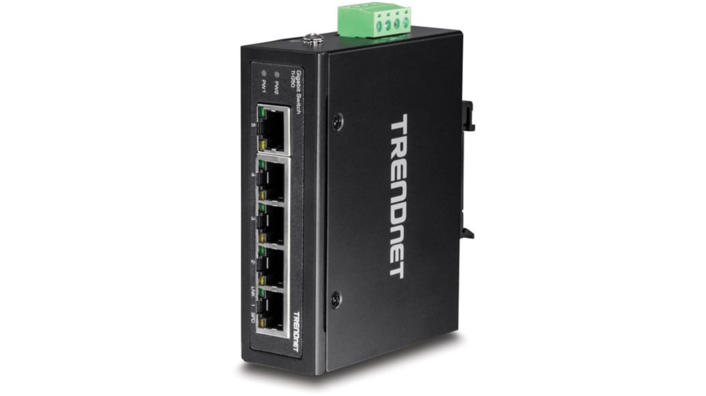 Swtich Ethernet industrial Trendnet TI-G50, 5 puertos RJ45, Montaje Carril DIN, pared, 10/100/100Mbit/s