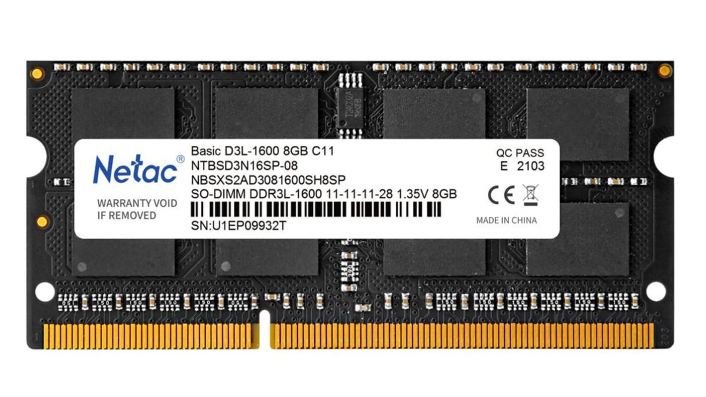 Scheda RAM Da tavolo, portatile Netac 8 GB, 1600MHz