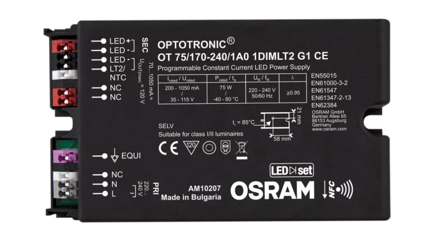 Osram LED Driver, 35-115V Output, 75W Output, 700mA Output, Constant Current Dimmable