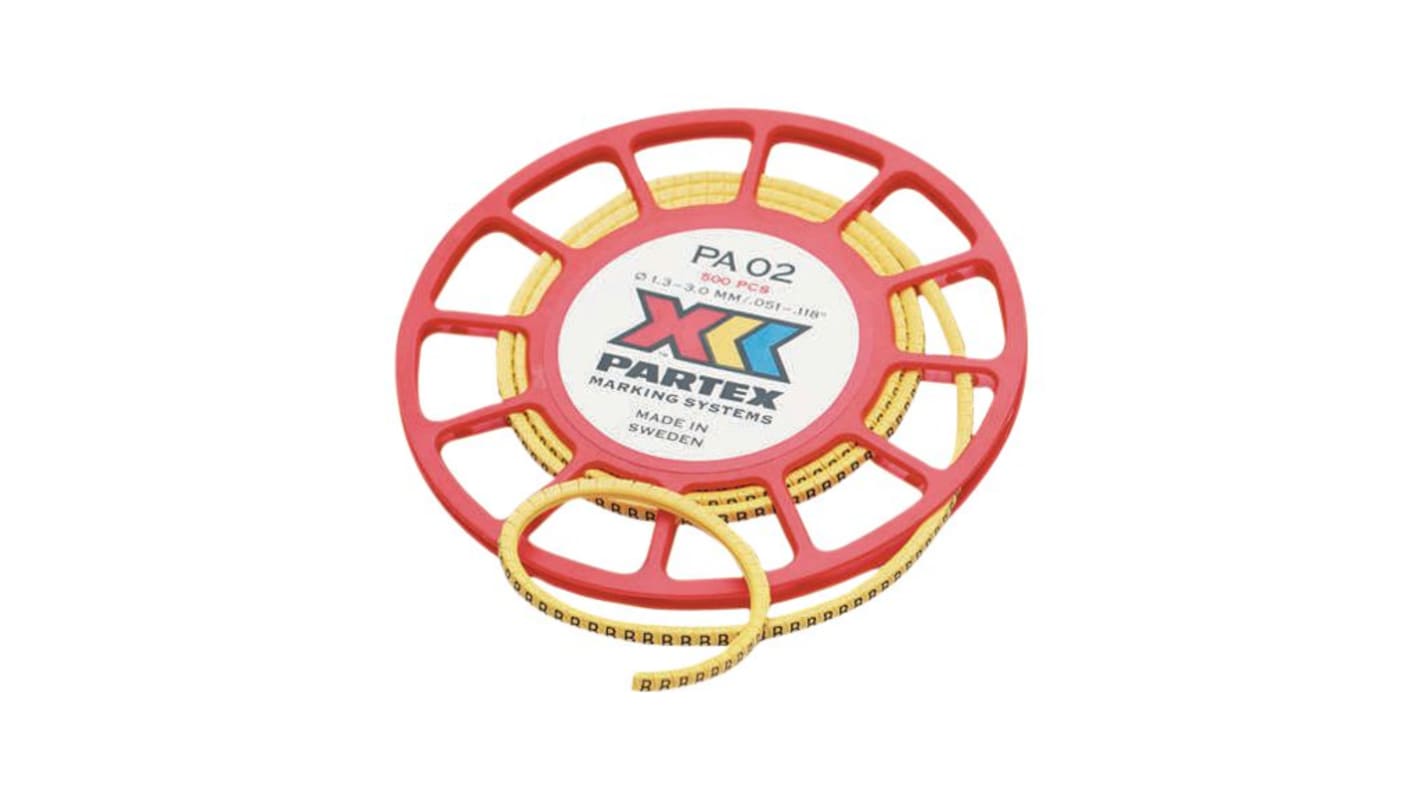 Marcador de cable Partex Marking Systems PA Amarillo, texto: 1, Ø máx. 3mm, montaje: Pinza