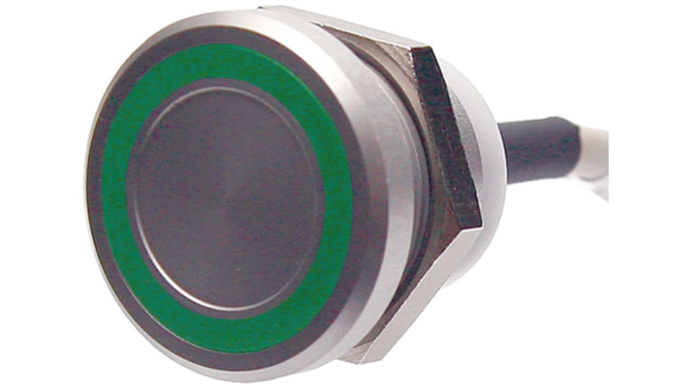 APEM Piezo-Schalter Unbehandeltes Aluminium 200mA 1 NO (Schließer) Beleuchtet IP 68