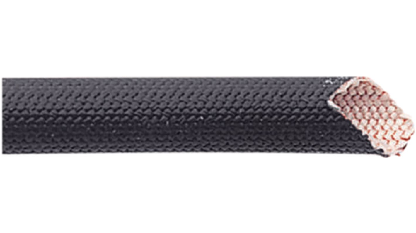 E. Bourgeois Expandable Braided Fiberglass, Silicone Black Cable Sleeve, 10mm Diameter, 1m Length, PF03 Series