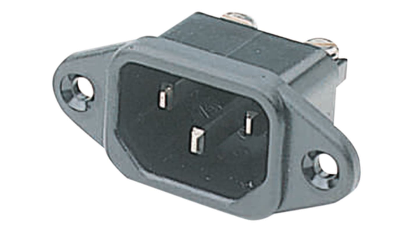 Conector IEC C14 Bulgin, Recto, Montaje roscado, 250 V ac, 10A