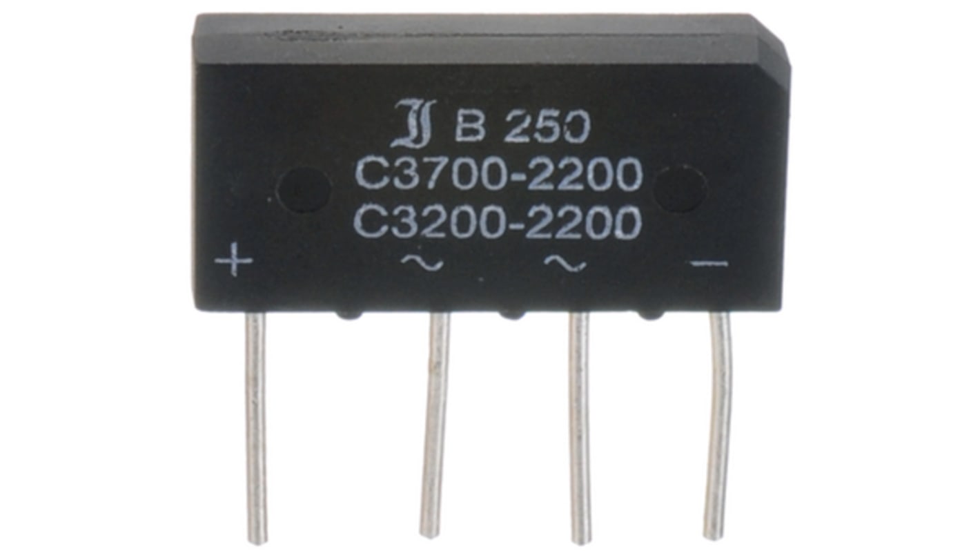 Rectificador en puente, B500C3700-2200A, 5A 1000V, Plástico, 4 pines