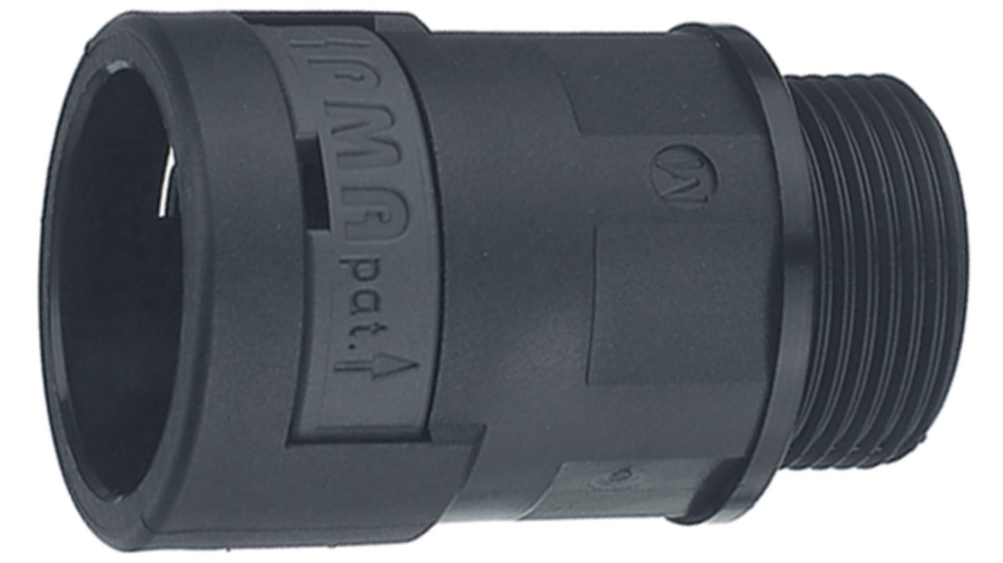 PMA Uster Straight Connector, Conduit Fitting, M32 x 1.5mm, Polyamide 6, Black