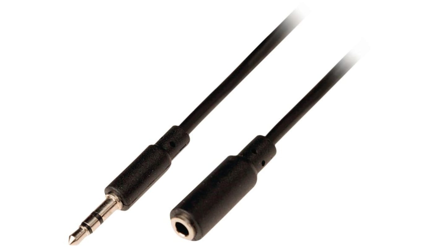 Nedis Male 3.5mm Stereo Jack to Female 3.5mm Stereo Jack Aux Cable, Black, 1m